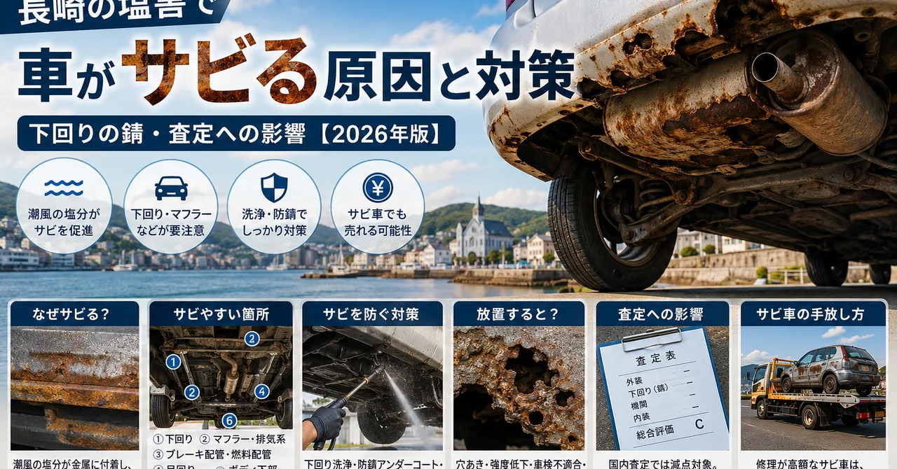 長崎の塩害で車がサビる原因と対策｜下回りの錆・査定への影響【2026年版】