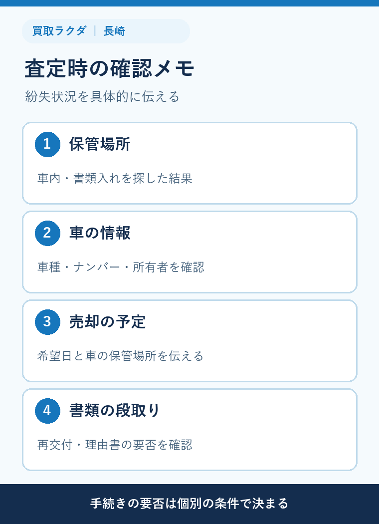 車検証紛失時に査定相談で伝える五つの項目